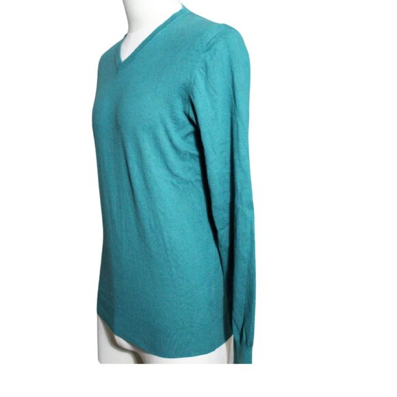 Massimo Dutti SZ M Cotton Silk Green Men's V-Neck Lightweight Sweater - Picture 5 of 7